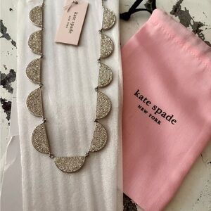 Kate Spade New York Mod Scallop Pave Necklace Silver Tone NWT